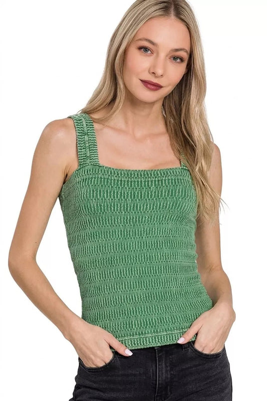 Zenana Seamless Winkle Stone Washed Tank Top - Bitsy Gypsy Boutique