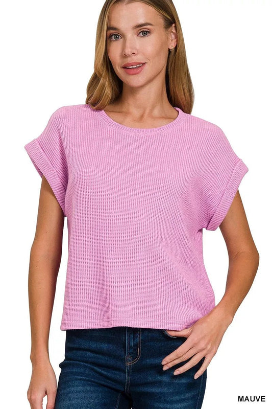 Zenana Short Sleeve Crew Neck Sweater - Bitsy Gypsy Boutique