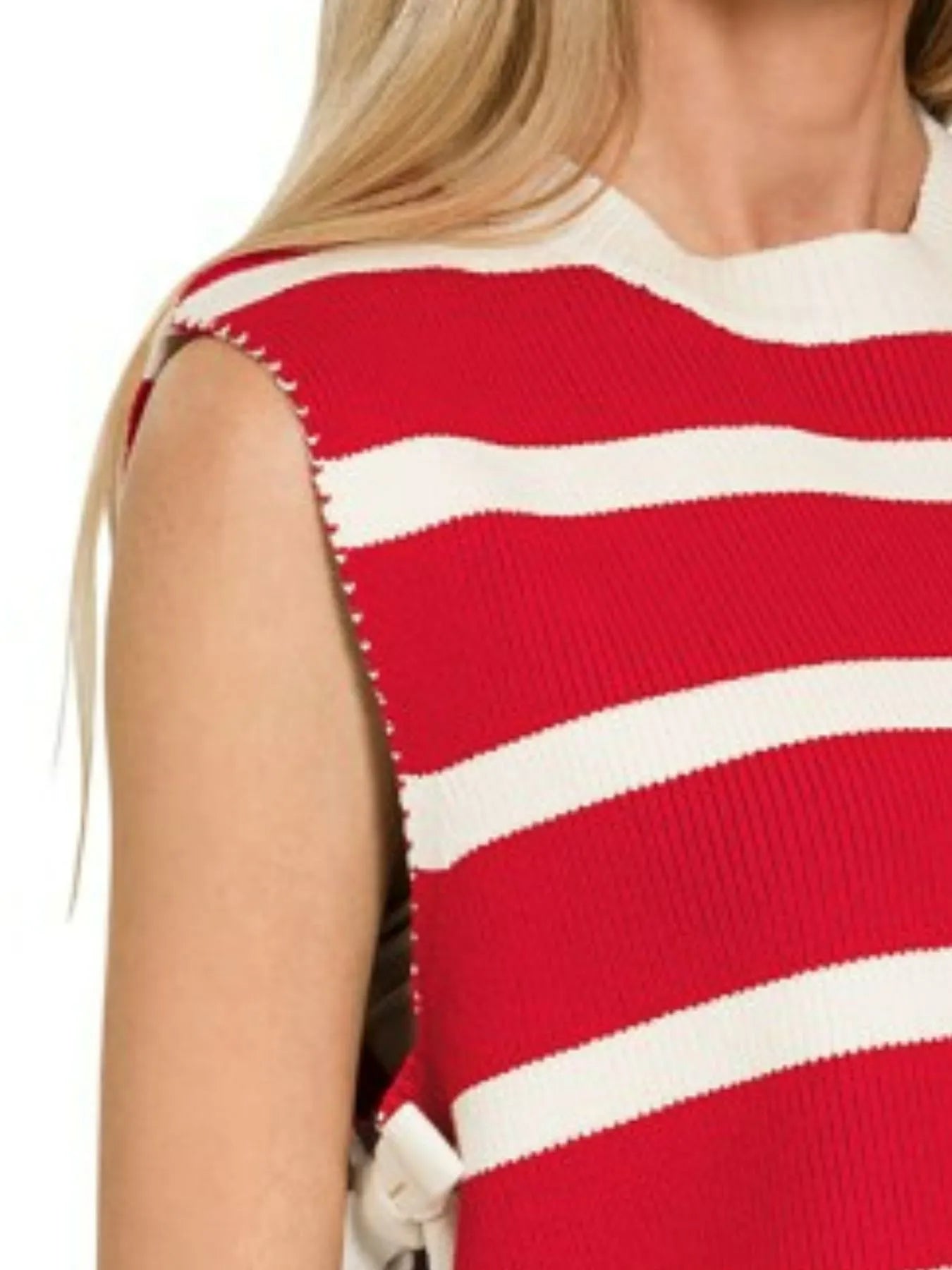 Zenana Side Tie Stripe Sweater Vest - Bitsy Gypsy Boutique