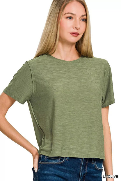 Zenana Slub Short Sleeve Tee - Bitsy Gypsy Boutique