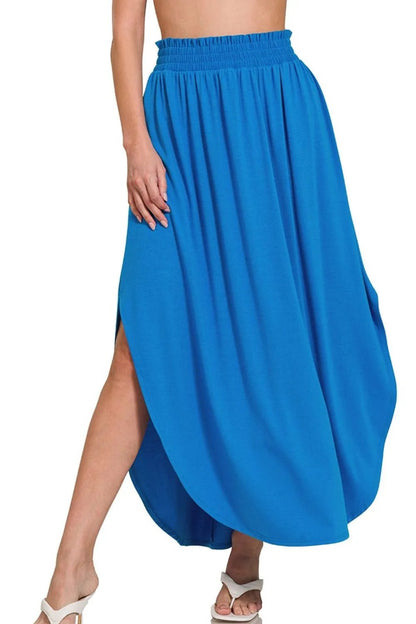 Zenana Smocked Waist Side Slit Maxi Skirt With Pockets - Bitsy Gypsy Boutique