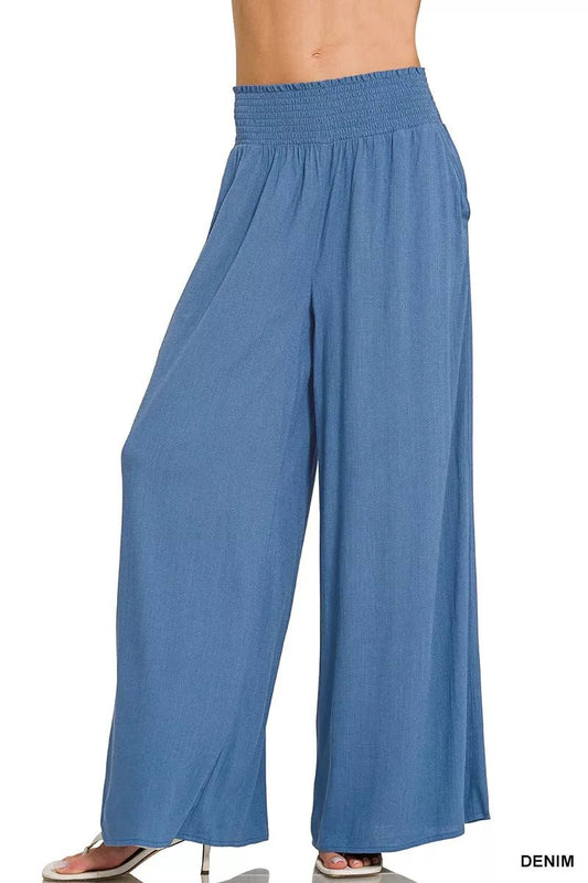 Zenana Smocked Waistband Wide Leg Lounge Pants - Bitsy Gypsy Boutique
