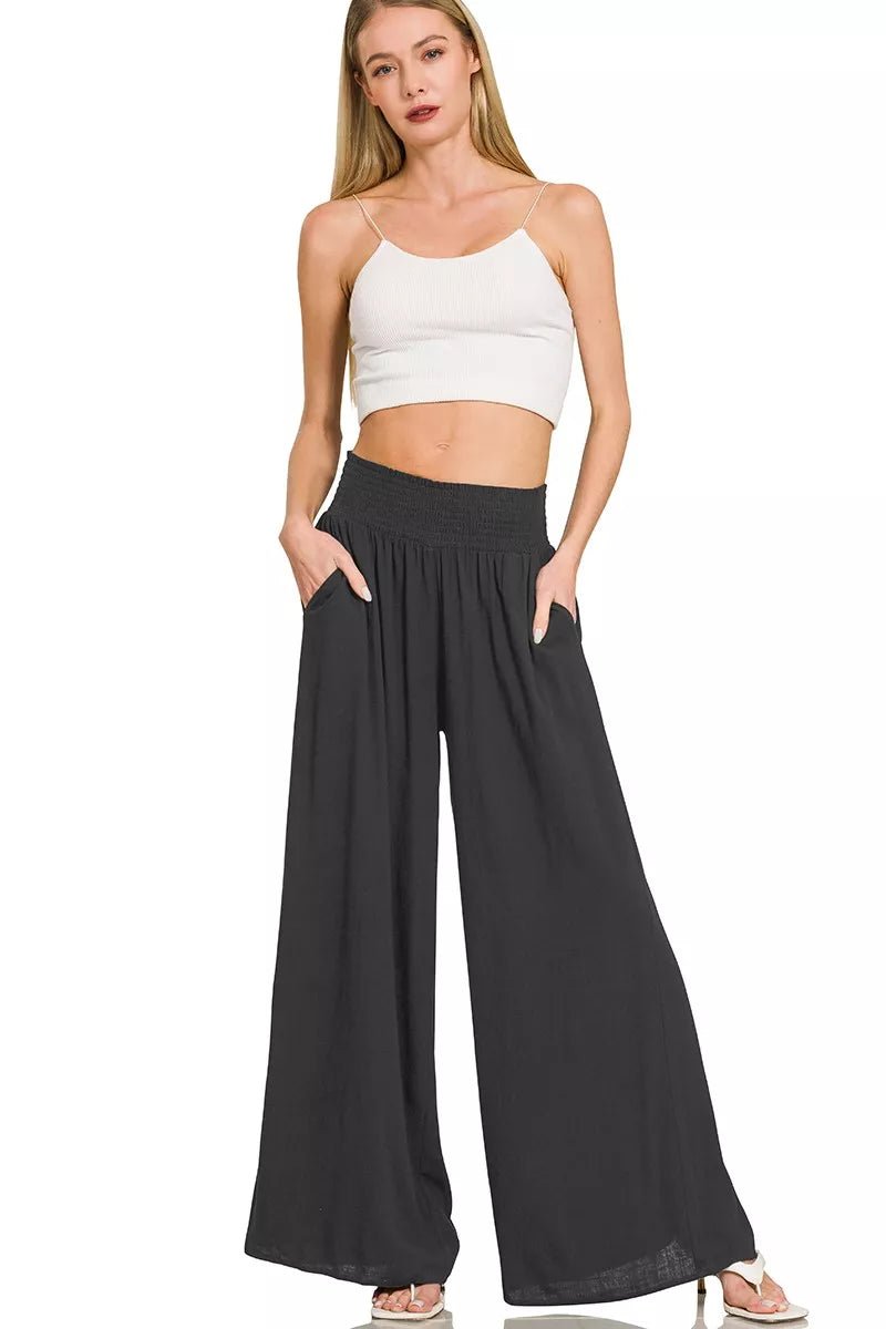 Zenana Smocked Waistband Wide Leg Lounge Pants - Bitsy Gypsy Boutique