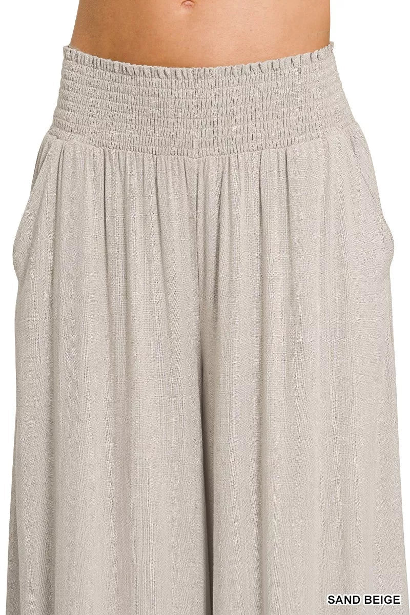 Zenana Smocked Waistband Wide Leg Lounge Pants - Bitsy Gypsy Boutique