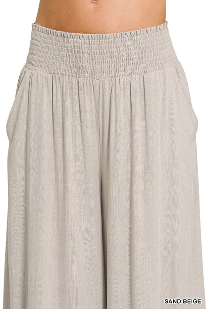 Zenana Smocked Waistband Wide Leg Lounge Pants - Bitsy Gypsy Boutique