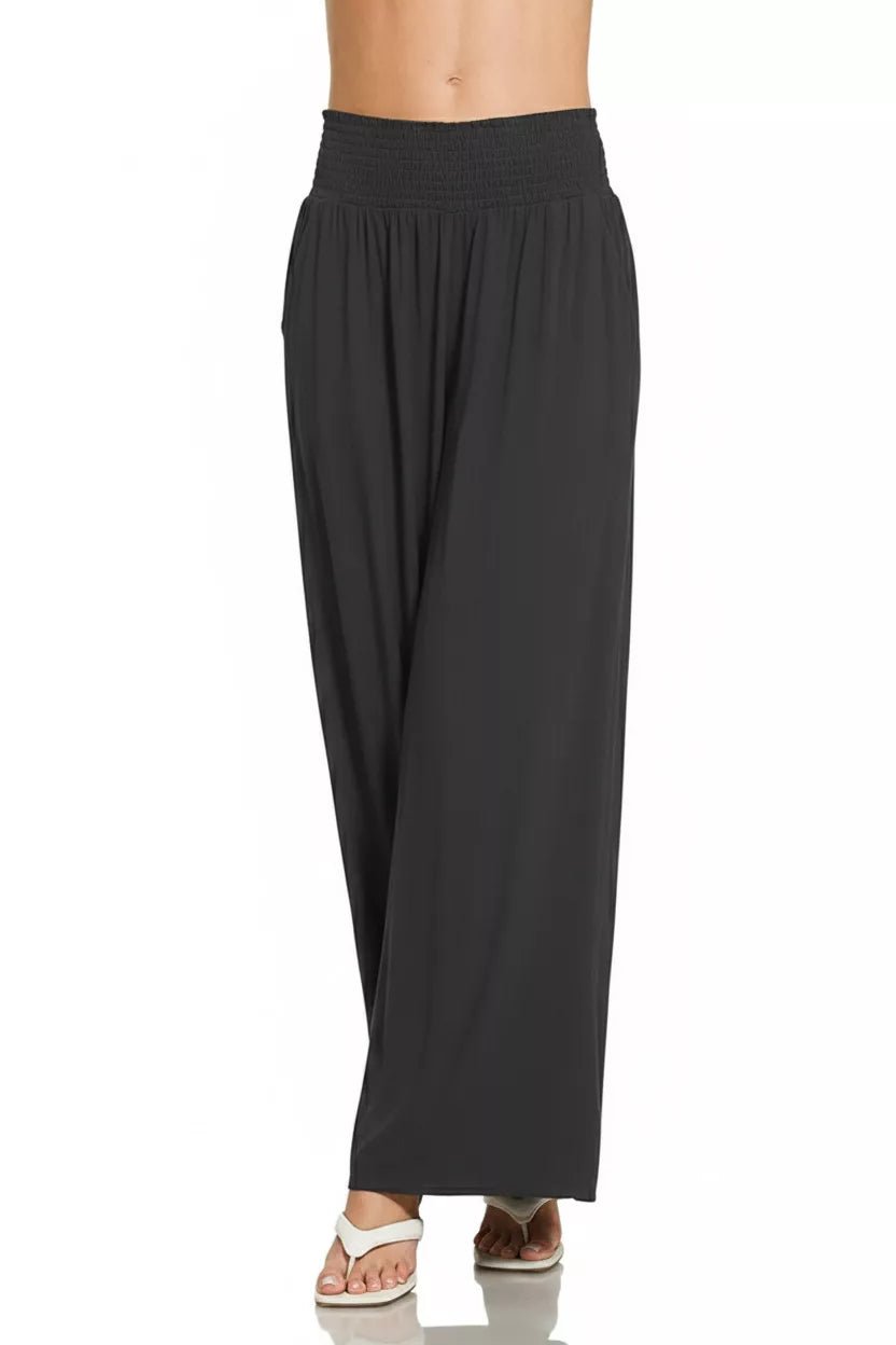 Zenana Smocked Waistband Wide Leg Lounge Pants - Bitsy Gypsy Boutique