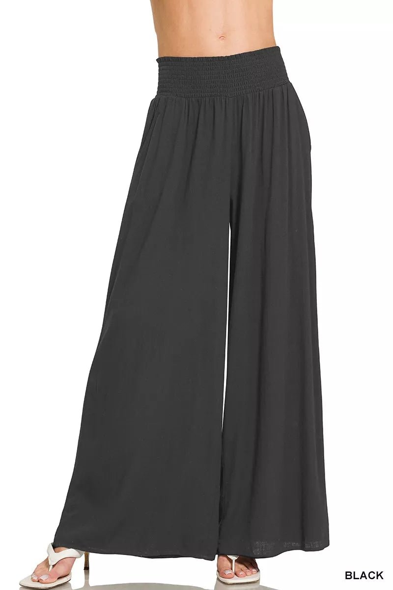 Zenana Smocked Waistband Wide Leg Lounge Pants - Bitsy Gypsy Boutique