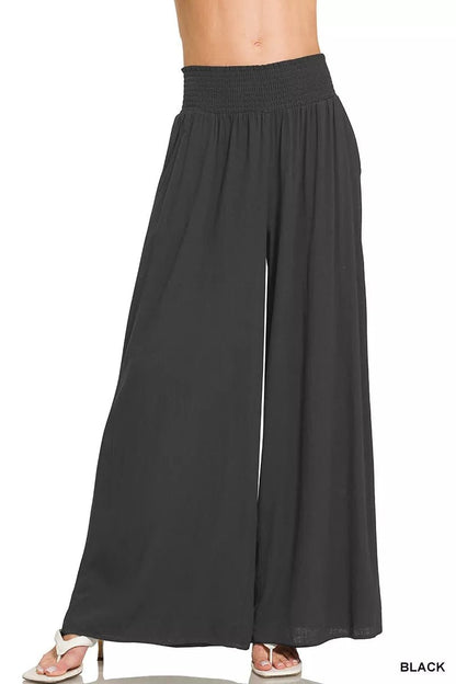 Zenana Smocked Waistband Wide Leg Lounge Pants - Bitsy Gypsy Boutique