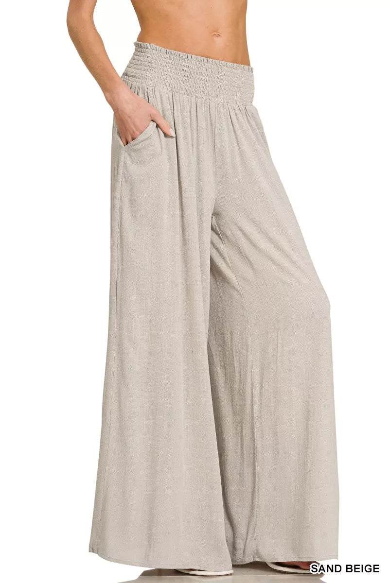 Zenana Smocked Waistband Wide Leg Lounge Pants - Bitsy Gypsy Boutique