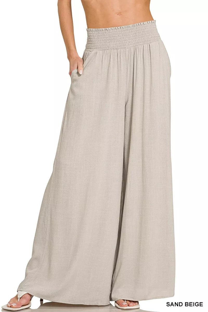 Zenana Smocked Waistband Wide Leg Lounge Pants - Bitsy Gypsy Boutique