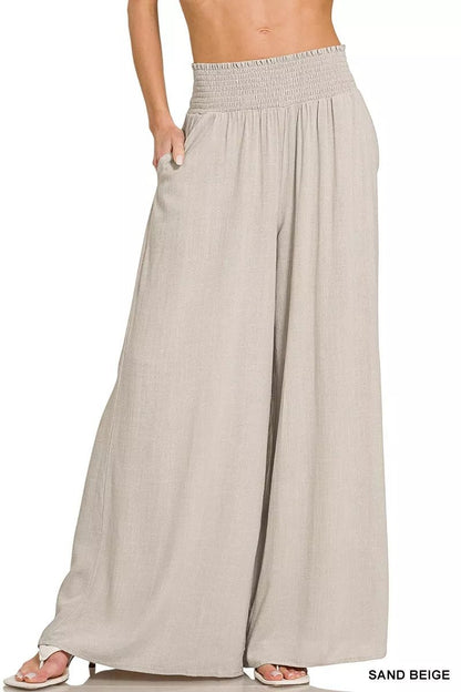 Zenana Smocked Waistband Wide Leg Lounge Pants - Bitsy Gypsy Boutique