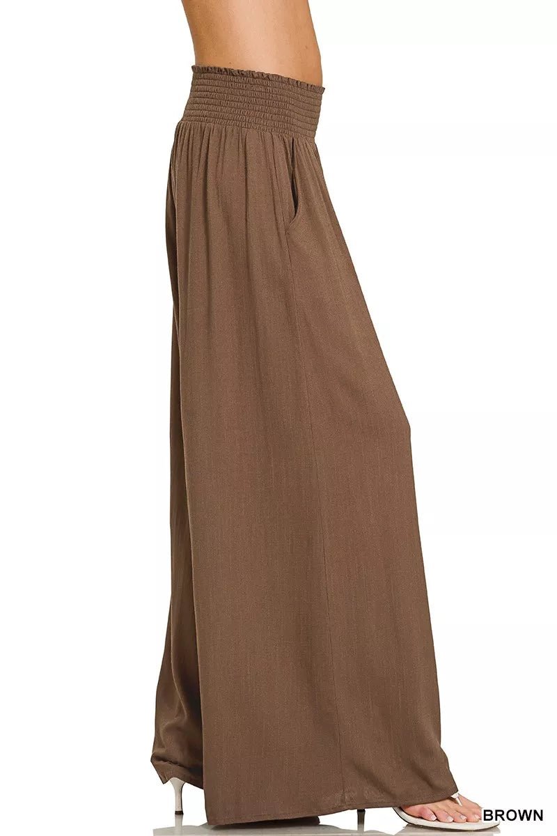 Zenana Smocked Waistband Wide Leg Lounge Pants - Bitsy Gypsy Boutique