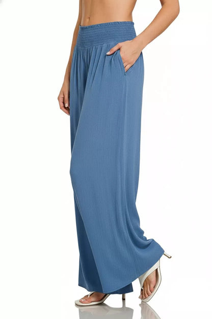 Zenana Smocked Waistband Wide Leg Lounge Pants - Bitsy Gypsy Boutique
