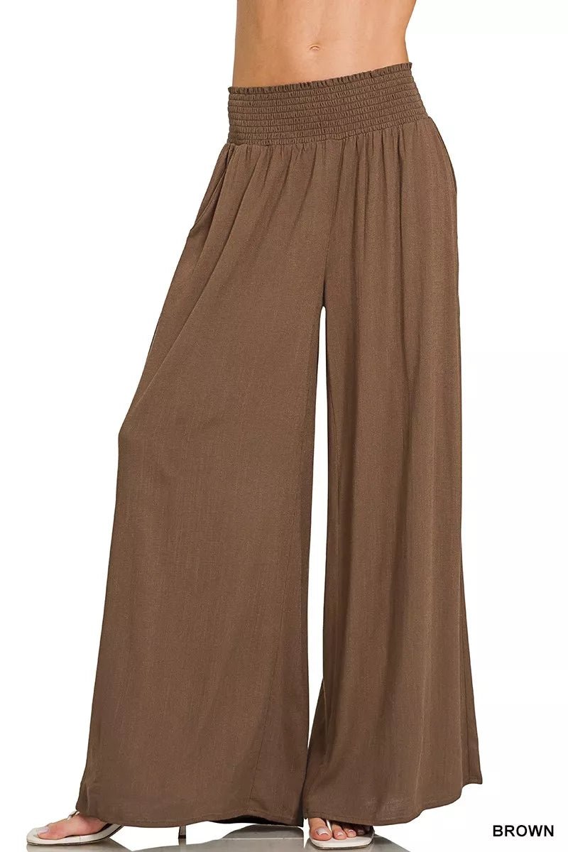 Zenana Smocked Waistband Wide Leg Lounge Pants - Bitsy Gypsy Boutique
