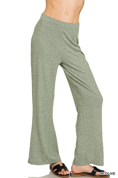 Zenana Soft Elastic Waisted Flare Pants - Bitsy Gypsy Boutique