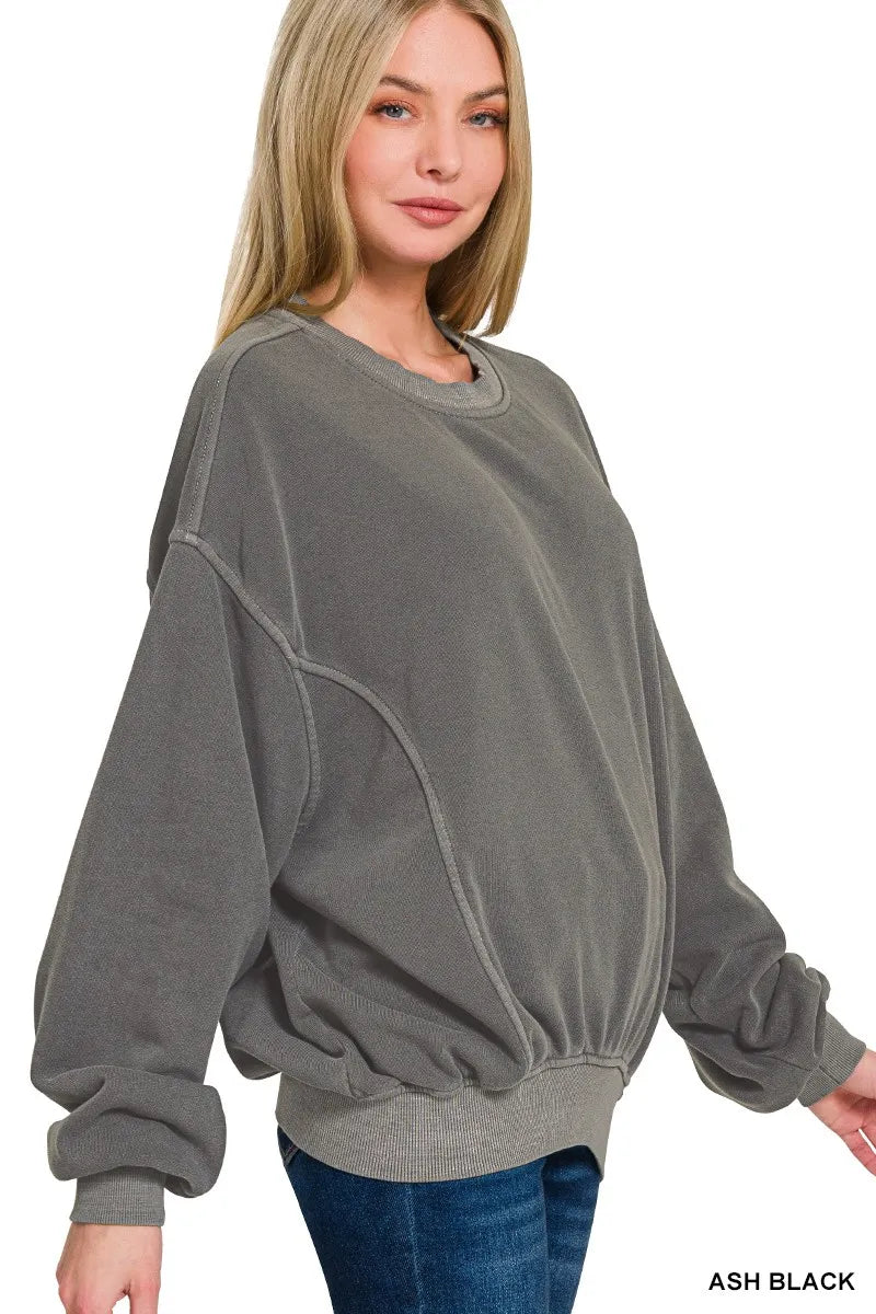 Zenana Soft Fleece Pigment Dye Pullover - Bitsy Gypsy Boutique