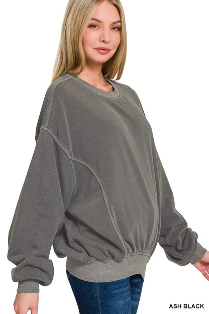 Zenana Soft Fleece Pigment Dye Pullover - Bitsy Gypsy Boutique