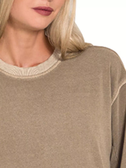 Zenana Soft Fleece Pigment Dye Sweatshirts Dress - Bitsy Gypsy Boutique