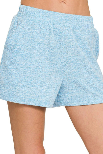 Zenana Soft Melange Hacci Elastic Waist Band Shorts - Bitsy Gypsy Boutique