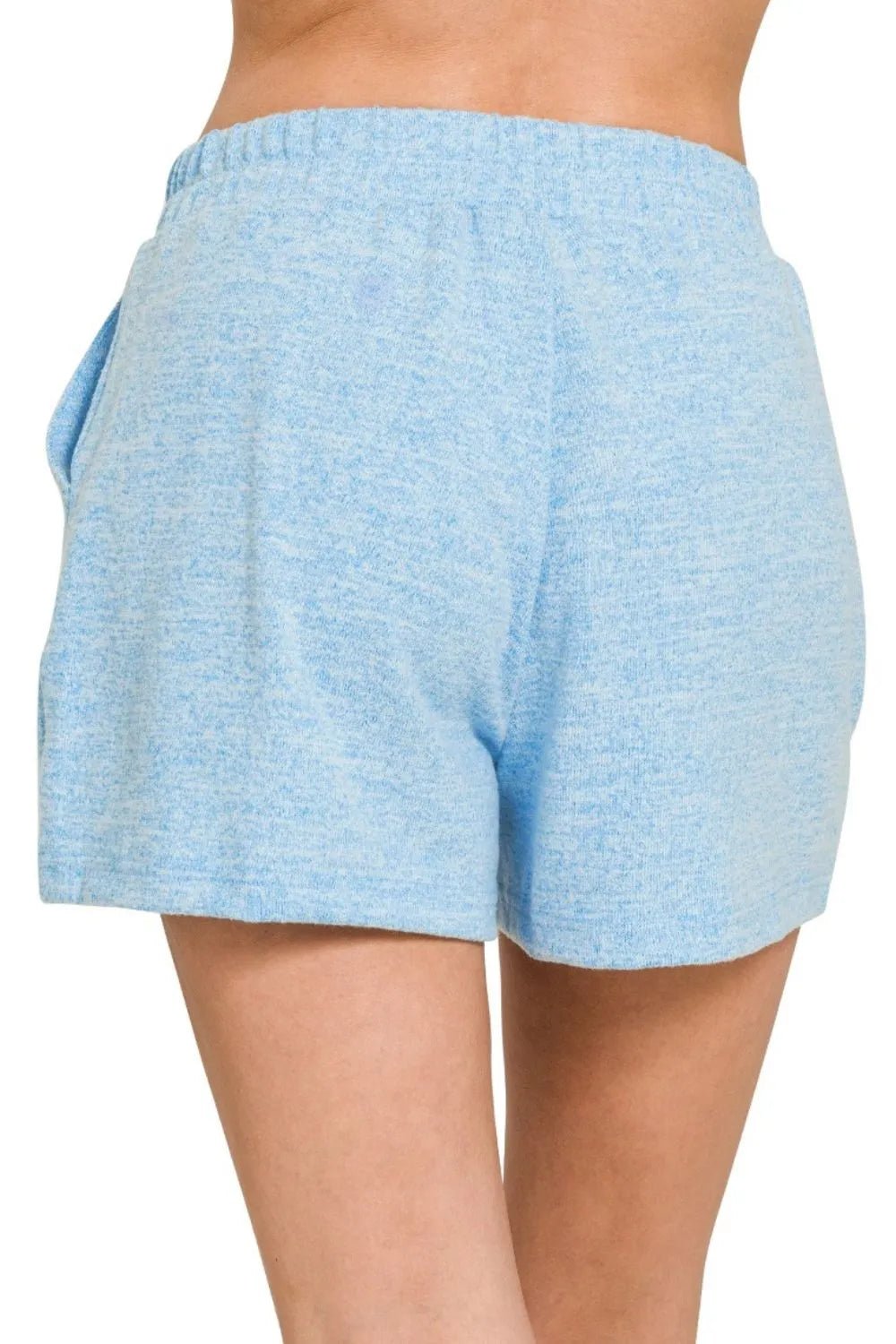 Zenana Soft Melange Hacci Elastic Waist Band Shorts - Bitsy Gypsy Boutique