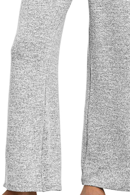 Zenana Soft Melange Hacci Elastic Waistband Lounge Pants - Bitsy Gypsy Boutique