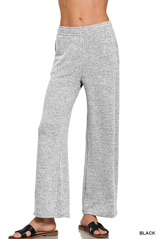 Zenana Soft Melange Hacci Elastic Waistband Lounge Pants - Bitsy Gypsy Boutique