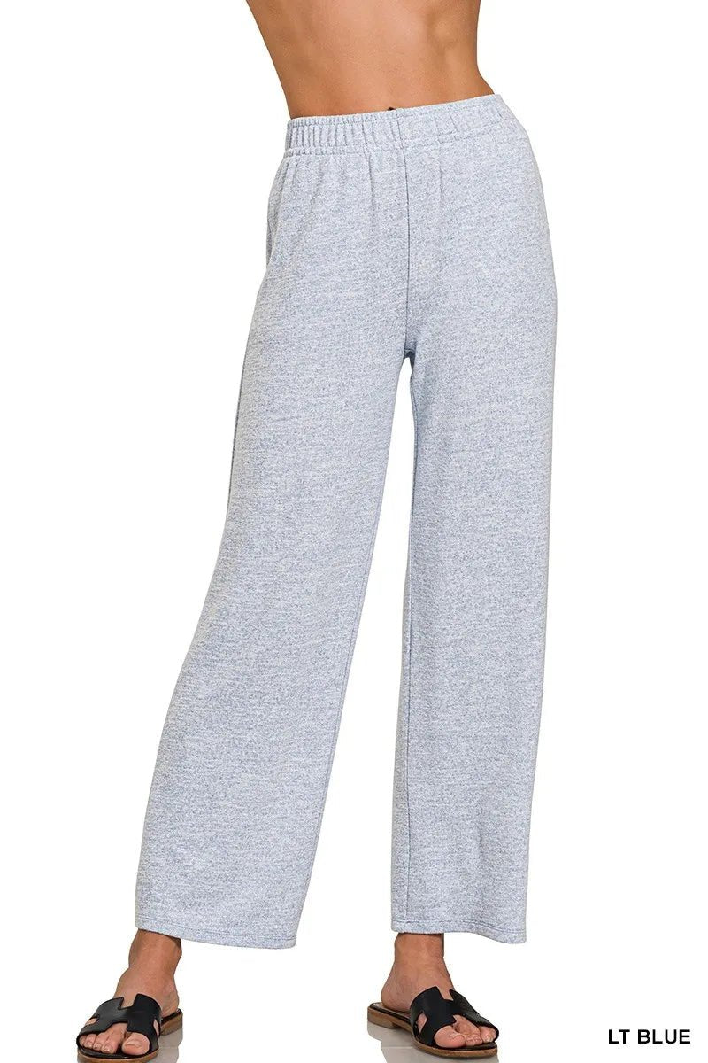 Zenana Soft Melange Hacci Elastic Waistband Lounge Pants - Bitsy Gypsy Boutique