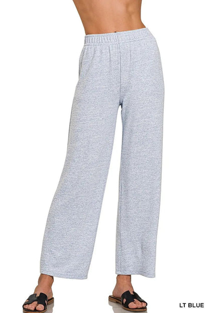 Zenana Soft Melange Hacci Elastic Waistband Lounge Pants - Bitsy Gypsy Boutique