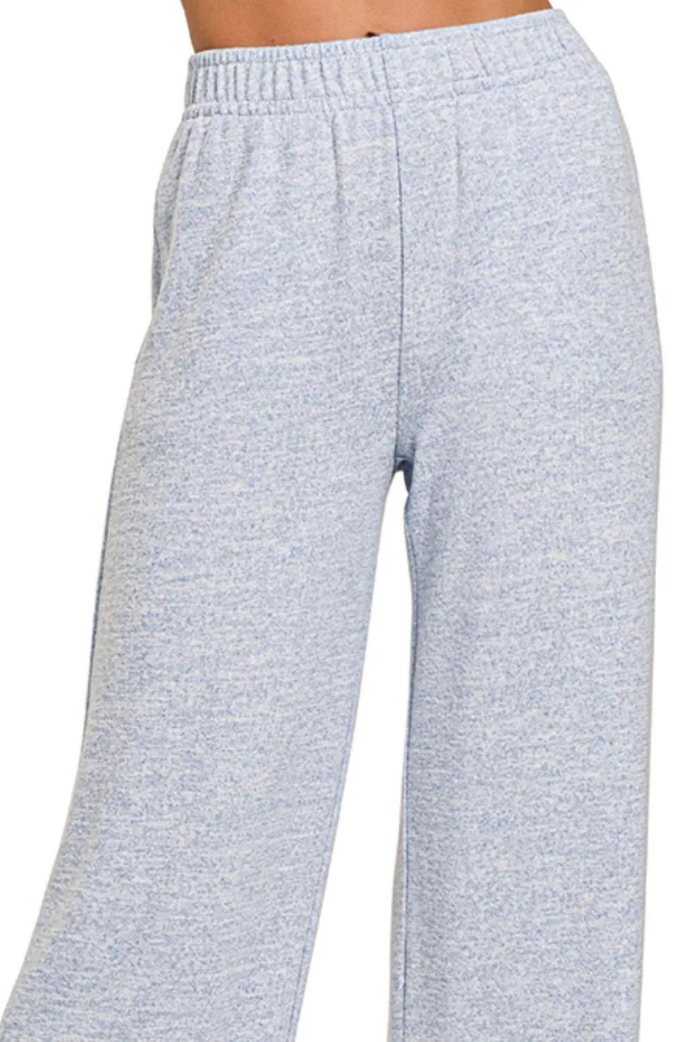 Zenana Soft Melange Hacci Elastic Waistband Lounge Pants - Bitsy Gypsy Boutique
