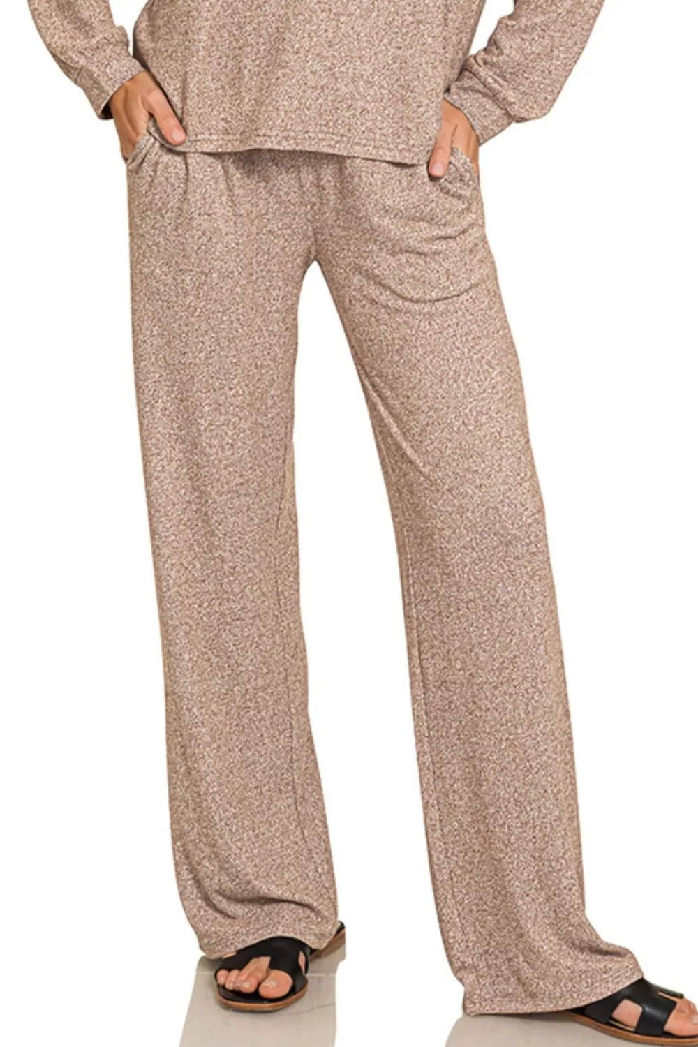 Zenana Soft Melange Long Sleeve Tee & Pants Set - Bitsy Gypsy Boutique