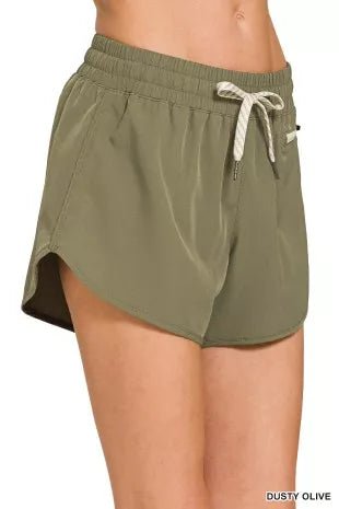 Zenana Soft Woven Lined Shorts With Zip Coin Pocket - Bitsy Gypsy Boutique