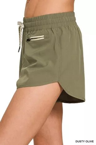 Zenana Soft Woven Lined Shorts With Zip Coin Pocket - Bitsy Gypsy Boutique