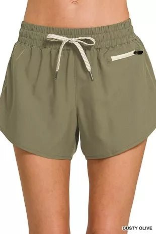 Zenana Soft Woven Lined Shorts With Zip Coin Pocket - Bitsy Gypsy Boutique