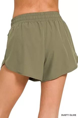 Zenana Soft Woven Lined Shorts With Zip Coin Pocket - Bitsy Gypsy Boutique