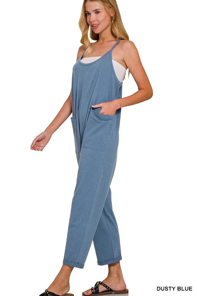 Zenana Spaghetti Strap Pocketed Jumpsuit - Bitsy Gypsy Boutique