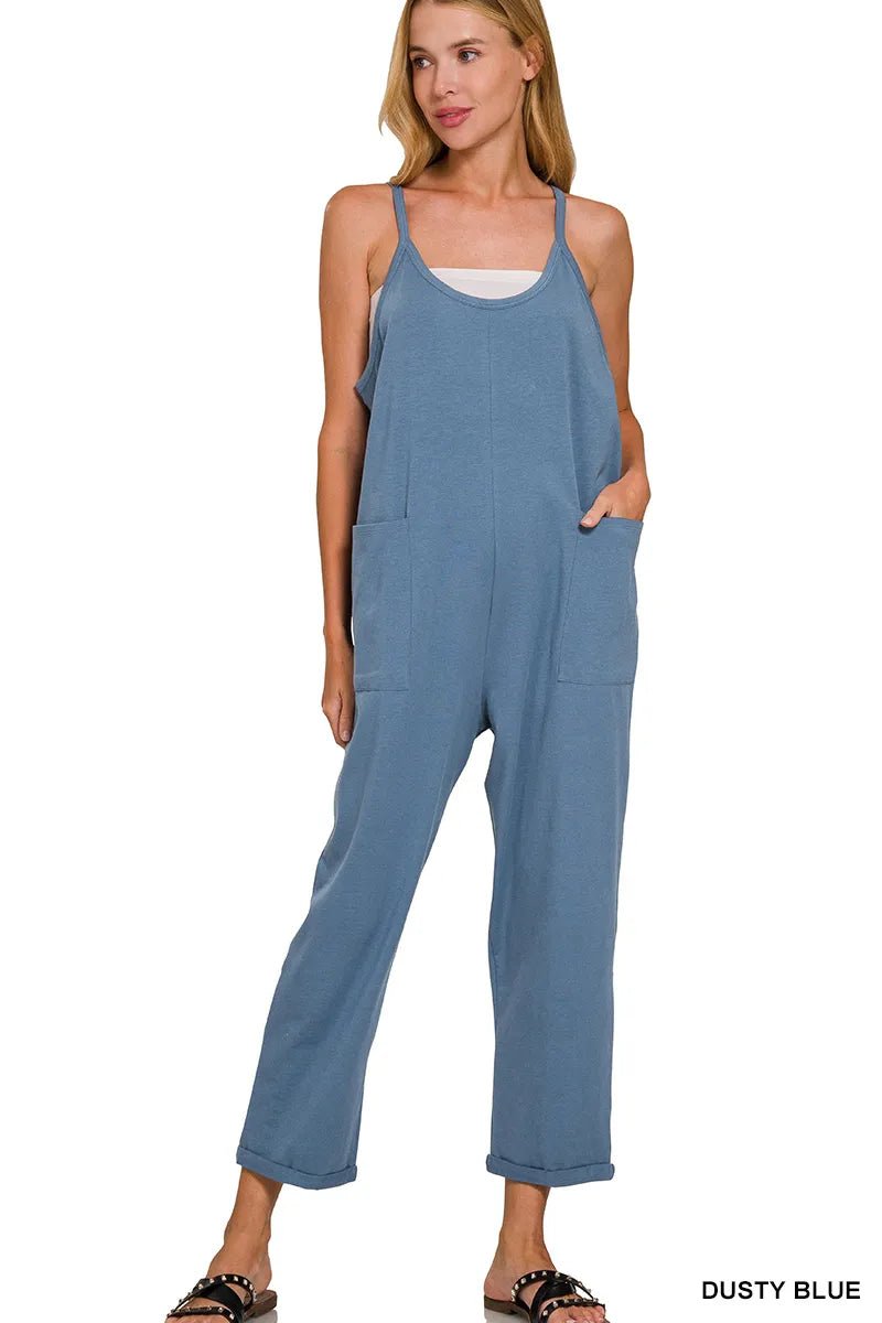 Zenana Spaghetti Strap Pocketed Jumpsuit - Bitsy Gypsy Boutique