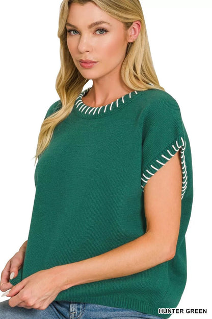 Zenana Stitch Detailed Oversize Sweater - Bitsy Gypsy Boutique