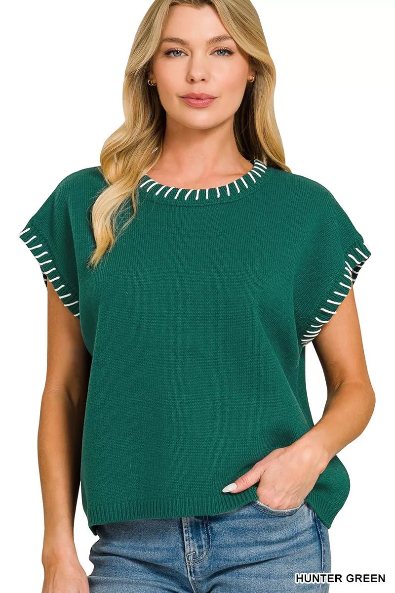 Zenana Stitch Detailed Oversize Sweater - Bitsy Gypsy Boutique