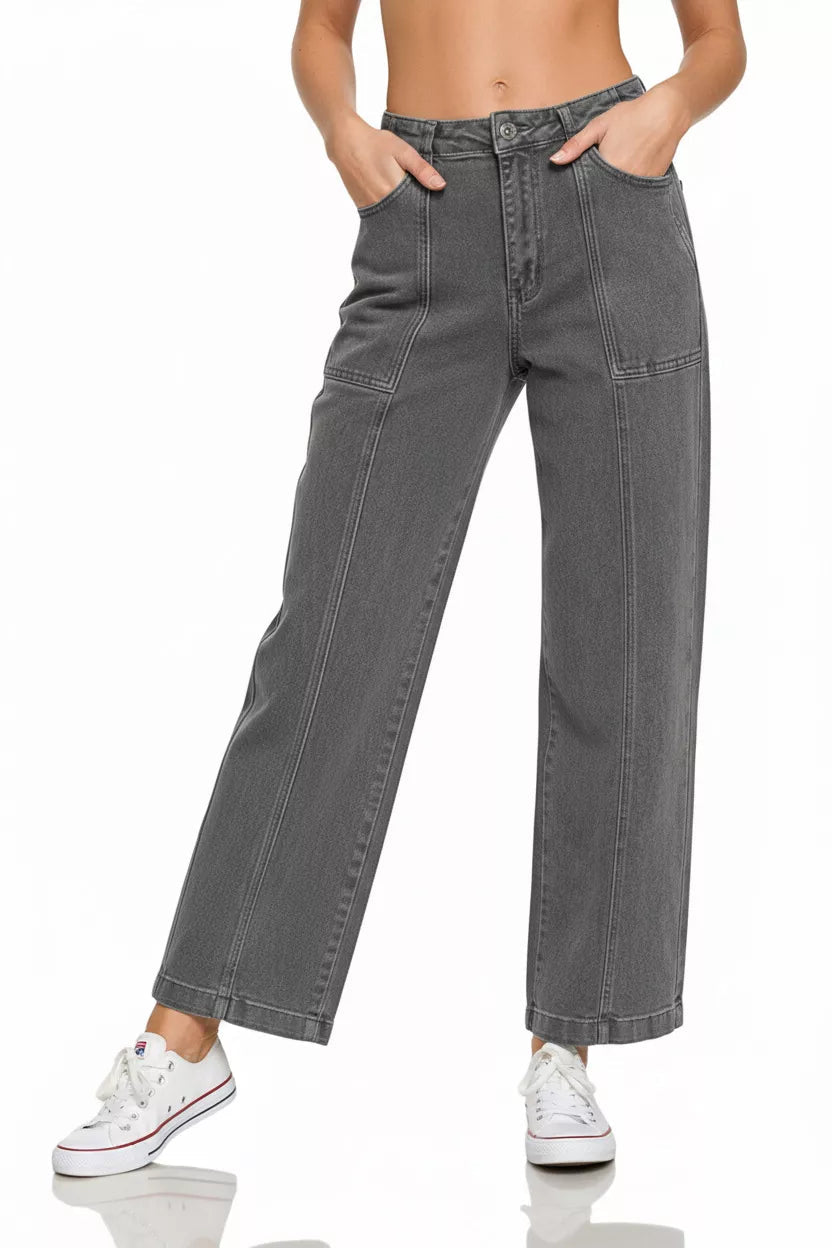 Zenana Straight Leg Utility Pocket Jeans - Bitsy Gypsy Boutique