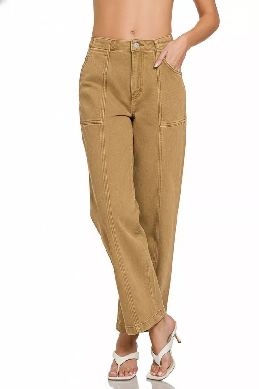 Zenana Straight Leg Utility Pocket Jeans - Bitsy Gypsy Boutique