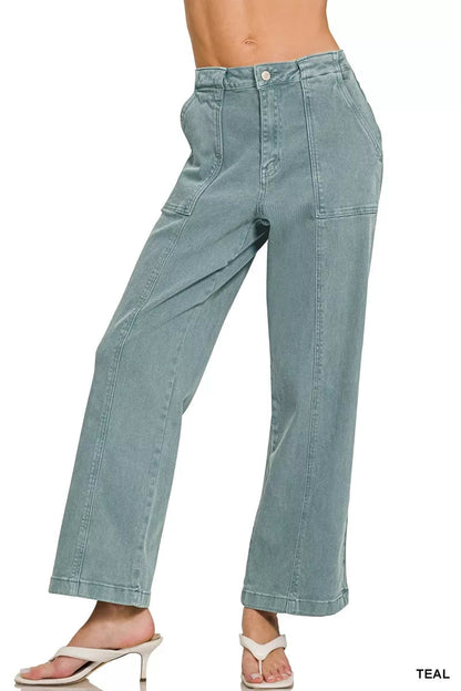 Zenana Straight Leg Utility Pocket Jeans - Bitsy Gypsy Boutique