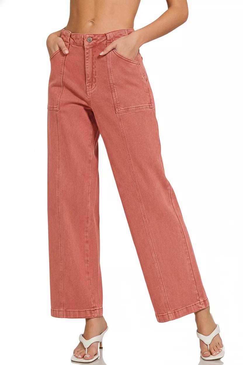 Zenana Straight Leg Utility Pocket Jeans - Bitsy Gypsy Boutique