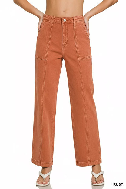 Zenana Straight Leg Utility Pocket Jeans - Bitsy Gypsy Boutique