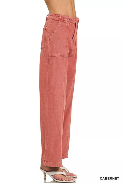 Zenana Straight Leg Utility Pocket Jeans - Bitsy Gypsy Boutique