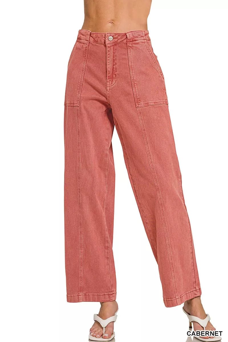 Zenana Straight Leg Utility Pocket Jeans - Bitsy Gypsy Boutique