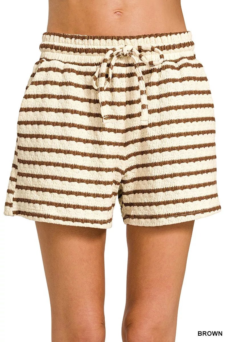 Zenana Striped Short Sleeve Tee & Shorts Set - Bitsy Gypsy Boutique
