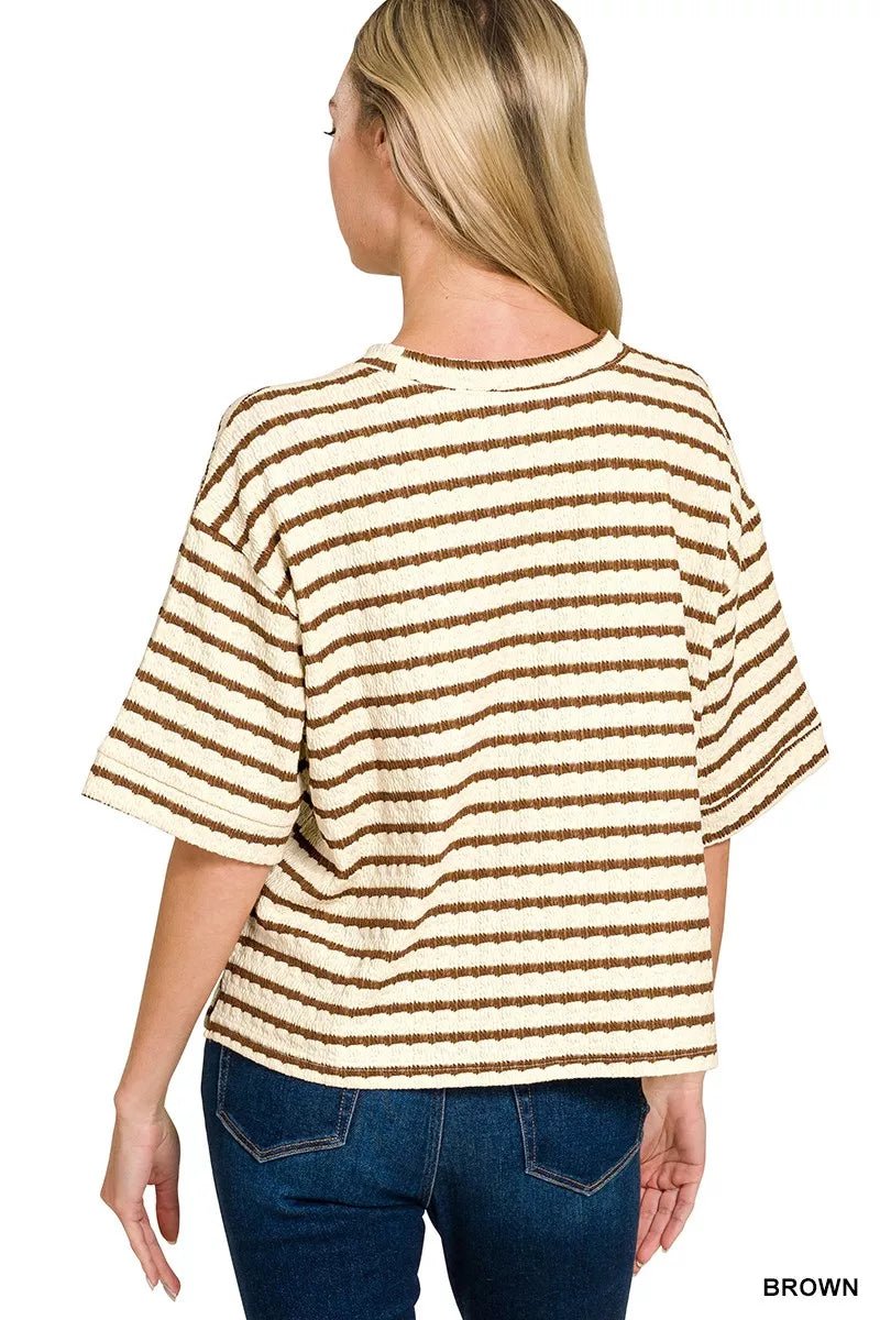Zenana Striped Short Sleeve Tee & Shorts Set - Bitsy Gypsy Boutique