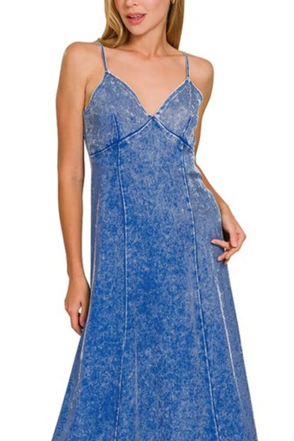 Zenana Tencel Mineral Washed Maxi Dress - Bitsy Gypsy Boutique
