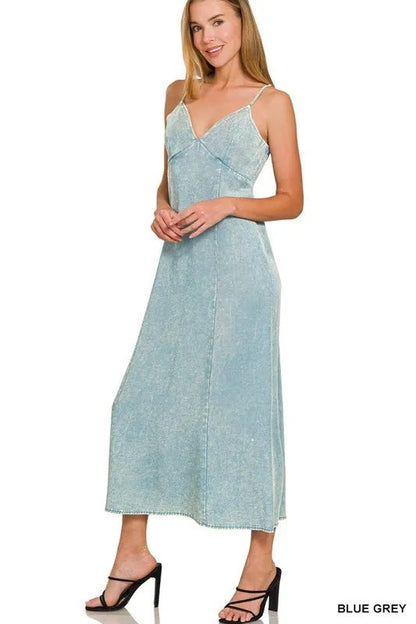 Zenana Tencel Mineral Washed Maxi Dress - Bitsy Gypsy Boutique