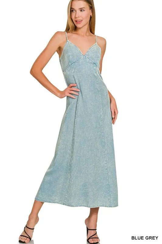 Zenana Tencel Mineral Washed Maxi Dress - Bitsy Gypsy Boutique